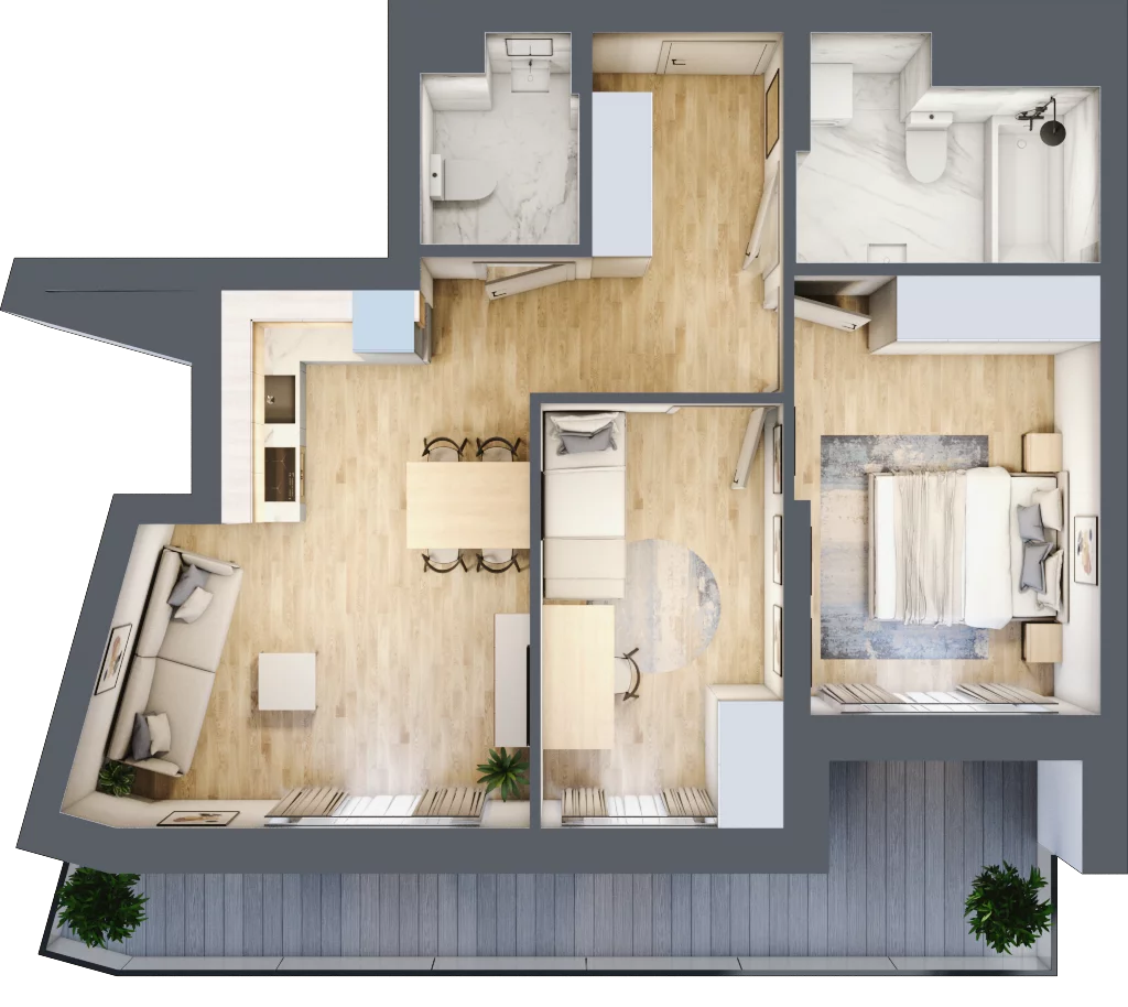 3 pokoje, mieszkanie 57,96 m², piętro 4, oferta nr M44/KL1, Luxury Point, Kielce, Centrum, al. Solidarności
