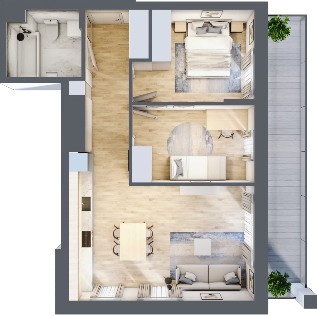 3 pokoje, mieszkanie 59,23 m², piętro 5, oferta nr M35/KL2, Luxury Point, Kielce, Centrum, al. Solidarności