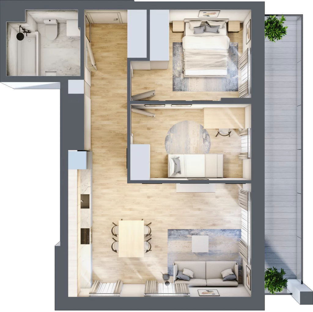 3 pokoje, mieszkanie 59,23 m², piętro 6, oferta nr M43/KL2, Luxury Point, Kielce, Centrum, al. Solidarności