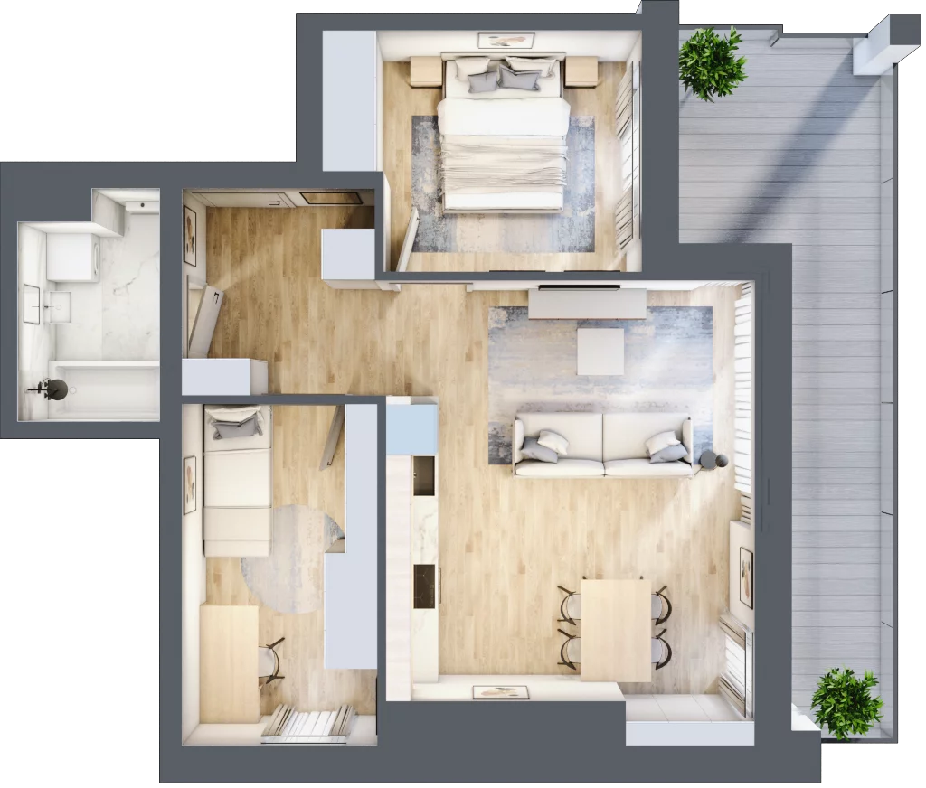 3 pokoje, mieszkanie 52,97 m², piętro 7, oferta nr M74/KL1, Luxury Point, Kielce, Centrum, al. Solidarności