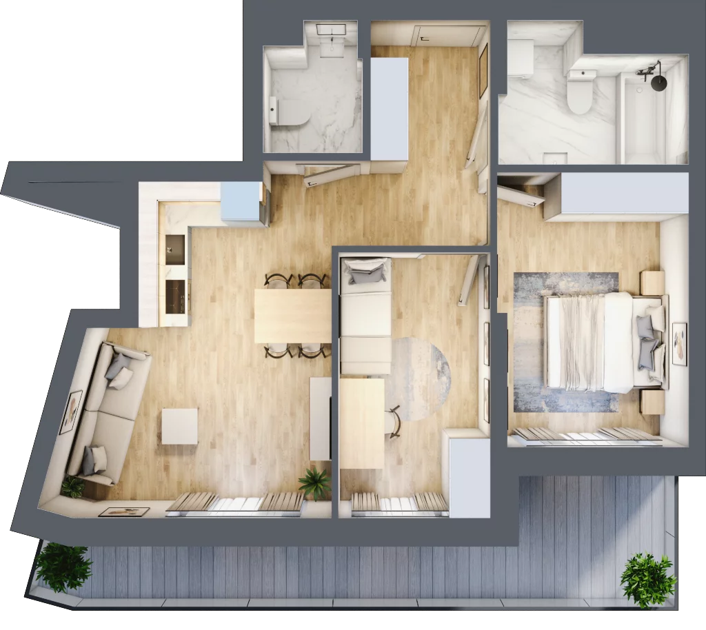 3 pokoje, mieszkanie 57,96 m², piętro 8, oferta nr M88/KL1, Luxury Point, Kielce, Centrum, al. Solidarności