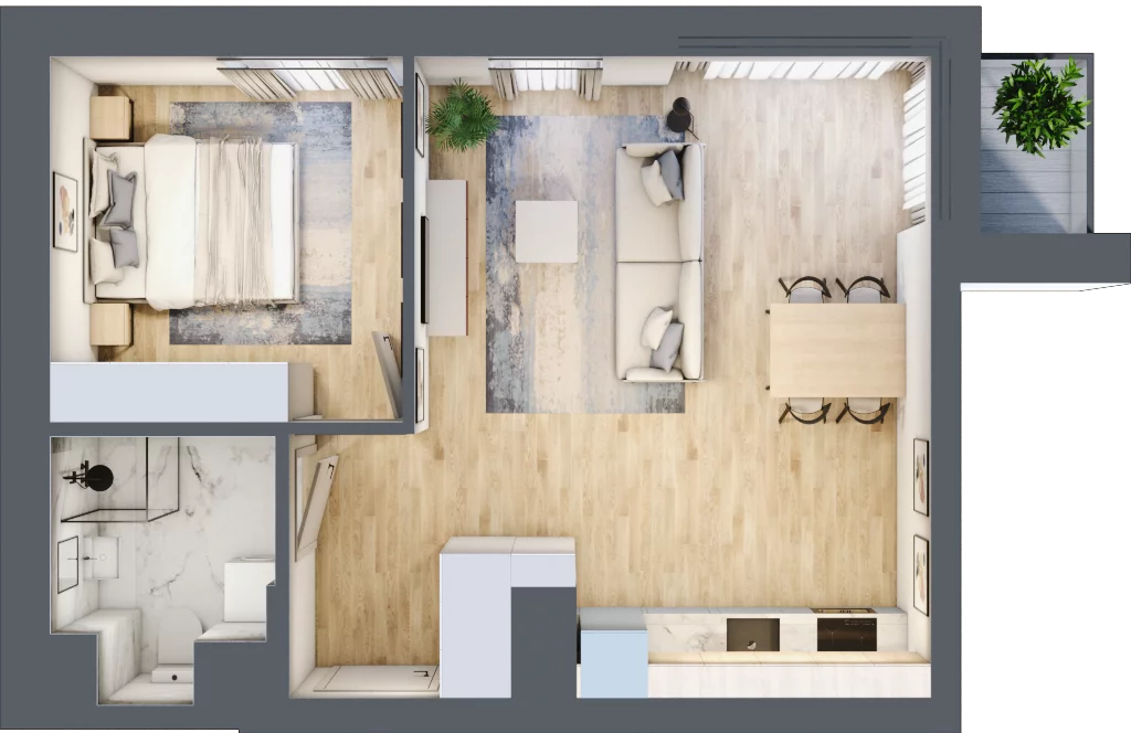 2 pokoje, mieszkanie 42,94 m², piętro 9, oferta nr M72/KL2, Luxury Point, Kielce, Centrum, al. Solidarności