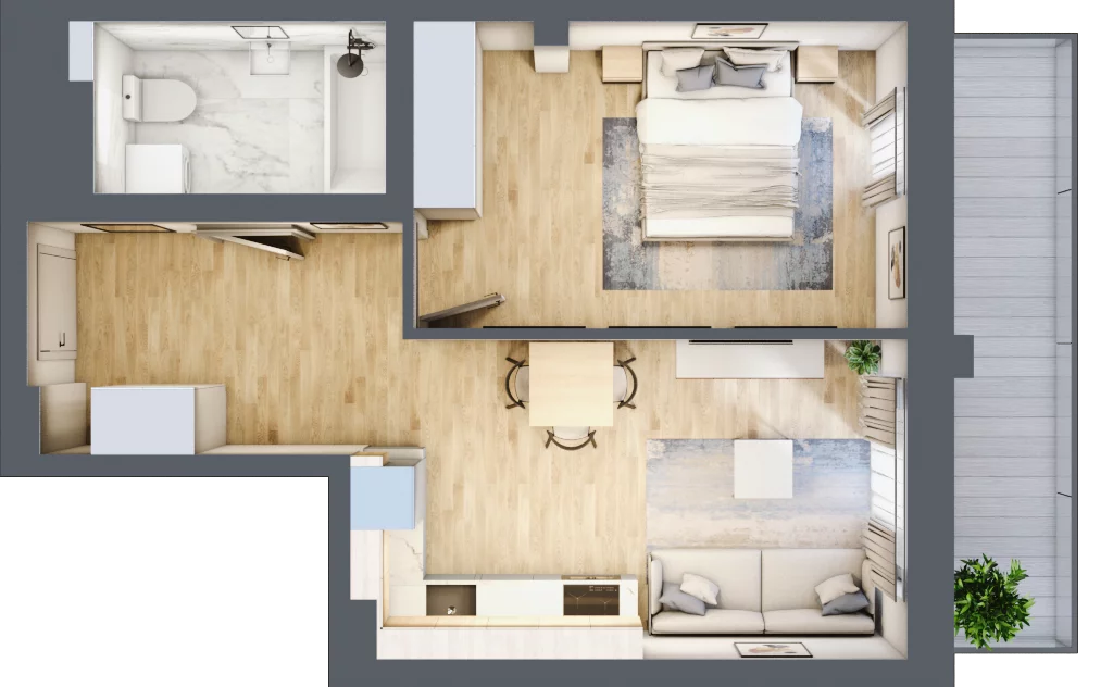 2 pokoje, mieszkanie 41,30 m², piętro 1, oferta nr M2/KL3, Luxury Point, Kielce, Centrum, al. Solidarności
