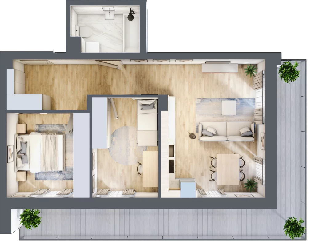 3 pokoje, mieszkanie 58,42 m², piętro 1, oferta nr M4/KL3, Luxury Point, Kielce, Centrum, al. Solidarności