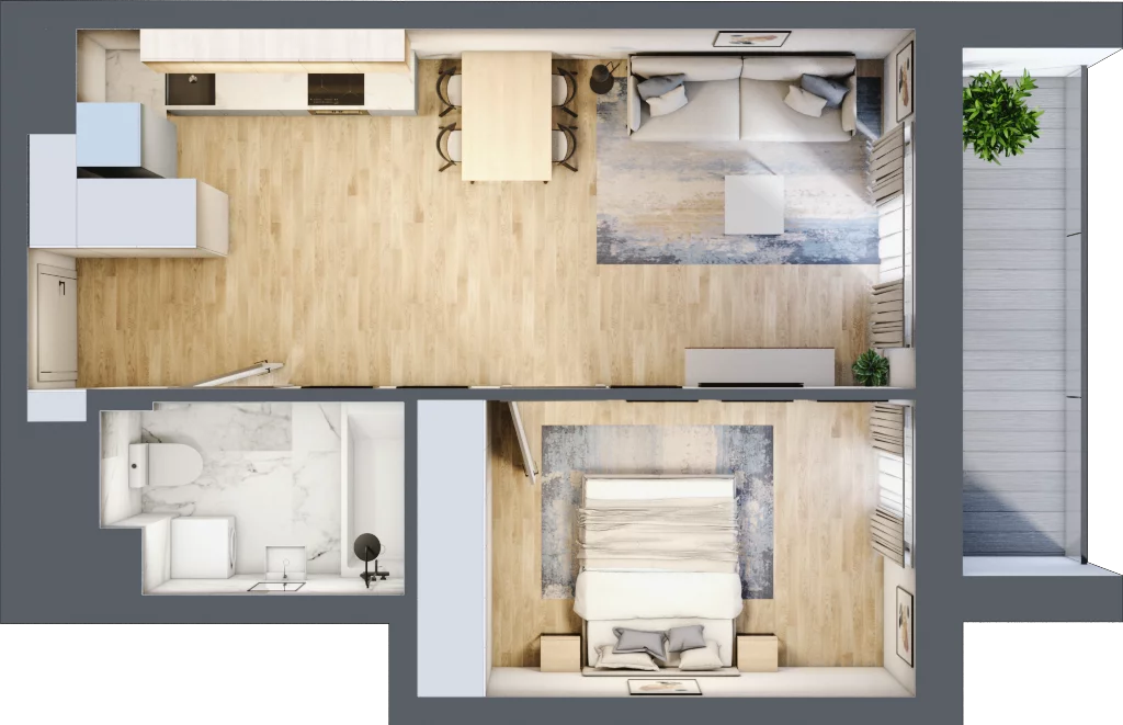 2 pokoje, mieszkanie 45,88 m², piętro 6, oferta nr M28/KL4, Luxury Point, Kielce, Centrum, al. Solidarności