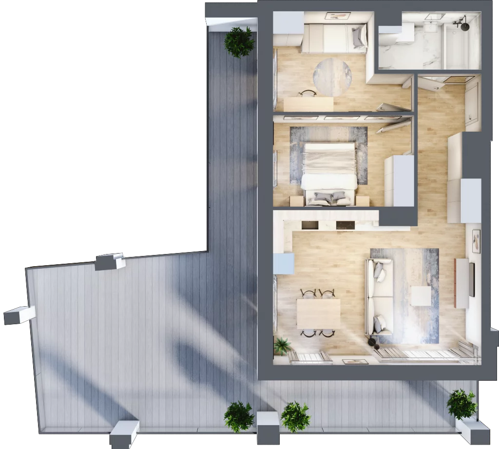 3 pokoje, mieszkanie 57,06 m², piętro 6, oferta nr M34/KL3, Luxury Point, Kielce, Centrum, al. Solidarności