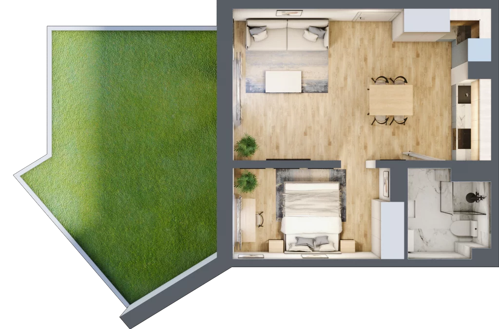 1 pokój, mieszkanie 41,66 m², parter, oferta nr A1.1.0.M2, Nowe Promenady, Wrocław, Kleczków, Psie Pole, ul. Czesława Miłosza