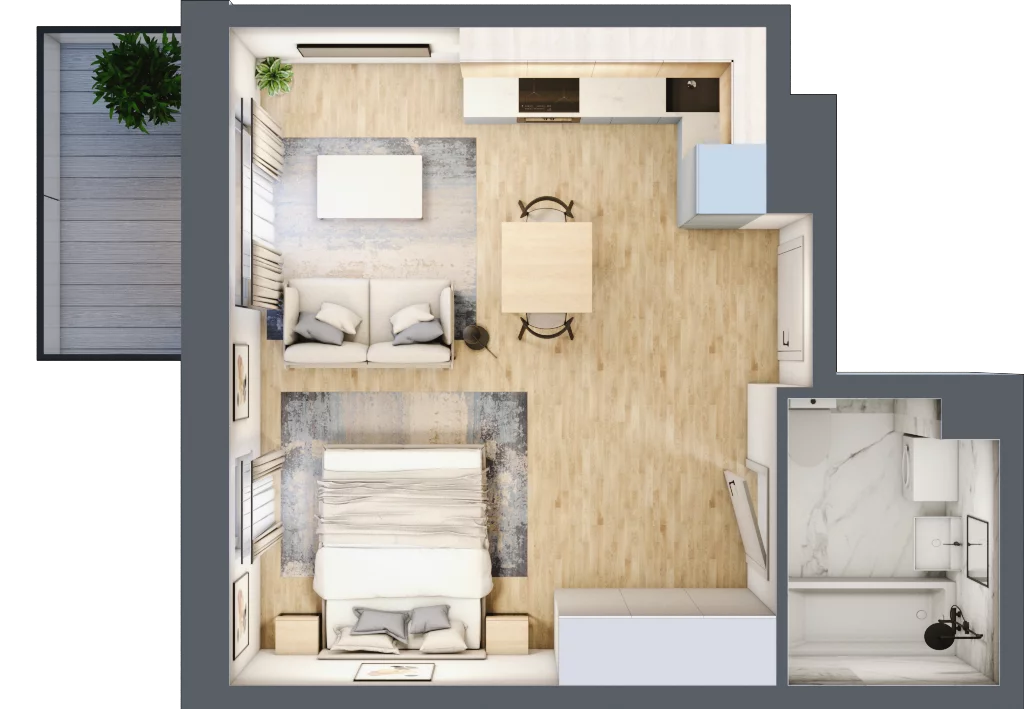 1 pokój, apartament 31,59 m², piętro 1, oferta nr A1.1.1.M6, Nowe Promenady, Wrocław, Kleczków, Psie Pole, ul. Czesława Miłosza