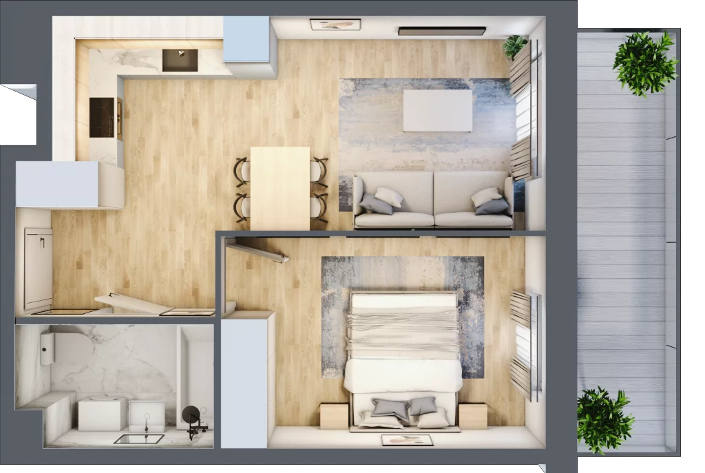 2 pokoje, apartament 37,66 m², piętro 3, oferta nr A2.3.3.M14, Nowe Promenady, Wrocław, Kleczków, Psie Pole, ul. Czesława Miłosza