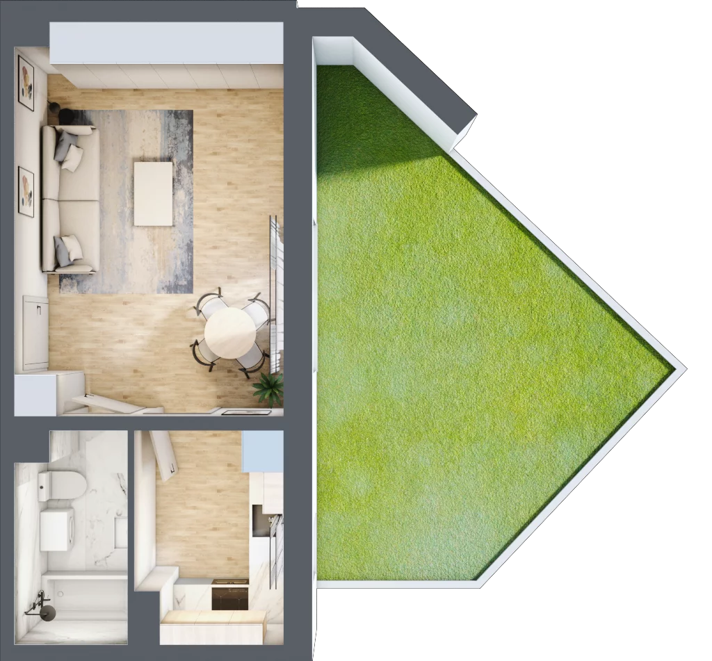 1 pokój, apartament 32,88 m², piętro 1, oferta nr A2.4.1.M10, Nowe Promenady, Wrocław, Kleczków, Psie Pole, ul. Czesława Miłosza