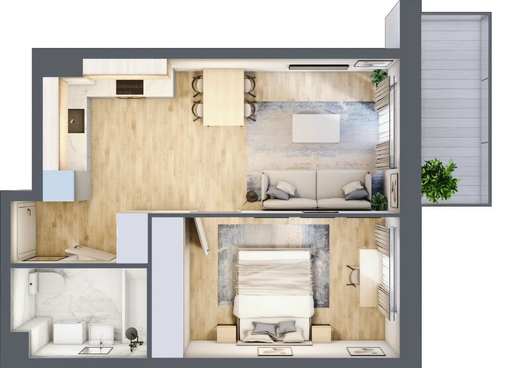 2 pokoje, apartament 40,46 m², piętro 5, oferta nr A2.5.5.M18, Nowe Promenady, Wrocław, Kleczków, Psie Pole, ul. Czesława Miłosza