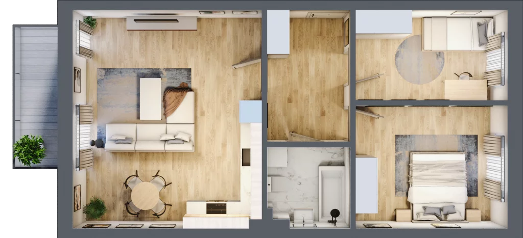 3 pokoje, mieszkanie 66,10 m², piętro 1, oferta nr B3, Błękitne Aleje Etap XV, Bielany Wrocławskie, ul. Filmowa