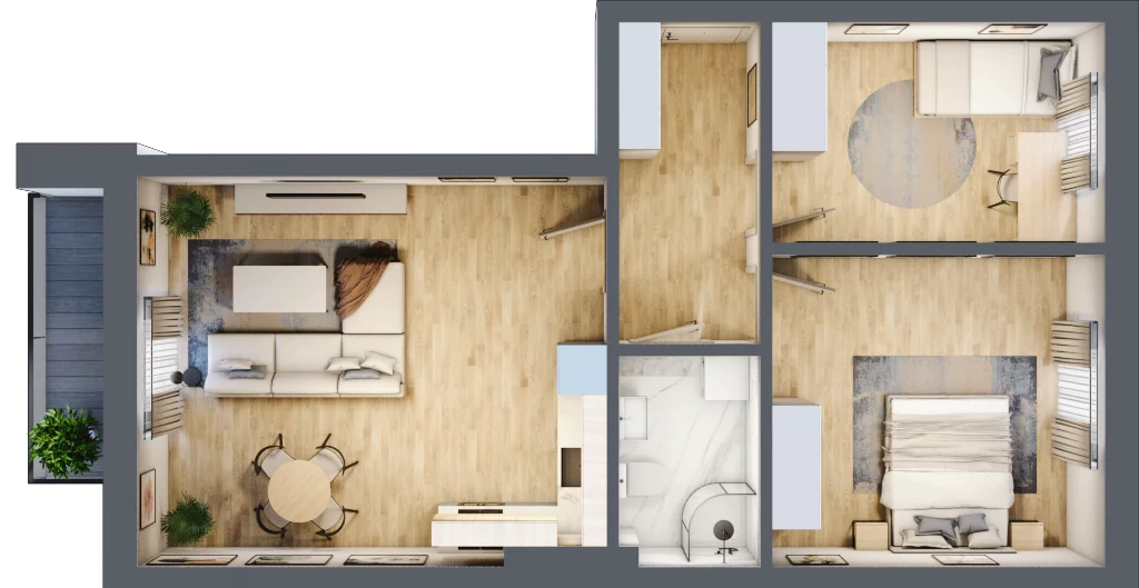 3 pokoje, mieszkanie 63,46 m², piętro 2, oferta nr C6, Błękitne Aleje Etap XV, Bielany Wrocławskie, ul. Filmowa