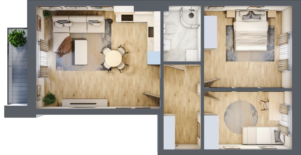 3 pokoje, mieszkanie 63,55 m², piętro 2, oferta nr A8, Błękitne Aleje Etap XV, Bielany Wrocławskie, ul. Filmowa
