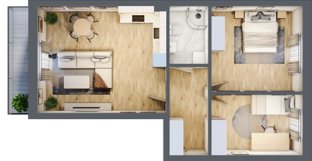 3 pokoje, mieszkanie 63,69 m², parter, oferta nr A3, Błękitne Aleje Etap XV, Bielany Wrocławskie, ul. Filmowa