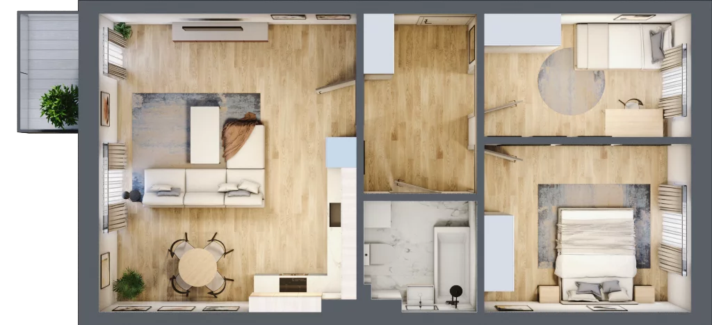 3 pokoje, mieszkanie 65,97 m², piętro 2, oferta nr B5, Błękitne Aleje Etap XV, Bielany Wrocławskie, ul. Filmowa