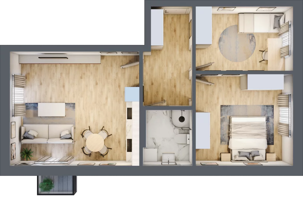 3 pokoje, mieszkanie 63,55 m², piętro 2, oferta nr A6, Błękitne Aleje Etap XV, Bielany Wrocławskie, ul. Filmowa