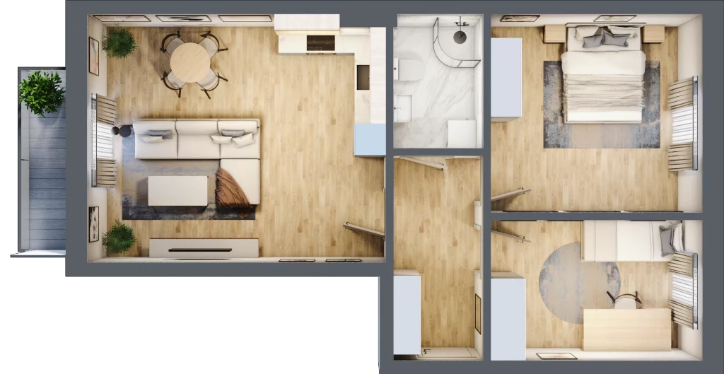 3 pokoje, mieszkanie 63,60 m², piętro 1, oferta nr A5, Błękitne Aleje Etap XV, Bielany Wrocławskie, ul. Filmowa
