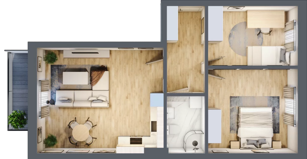 3 pokoje, mieszkanie 63,60 m², piętro 1, oferta nr C4, Błękitne Aleje Etap XV, Bielany Wrocławskie, ul. Filmowa