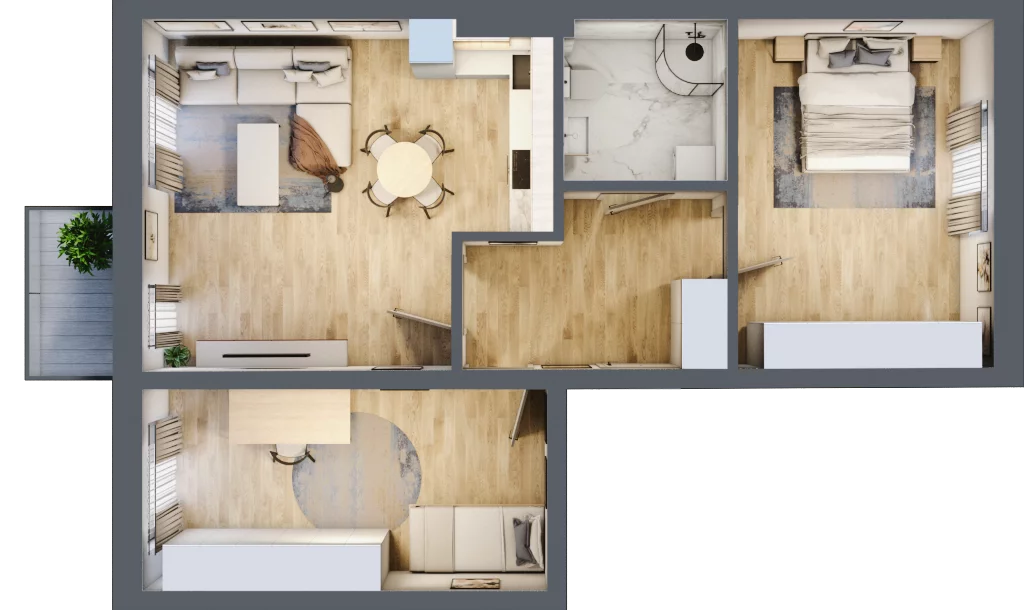 3 pokoje, mieszkanie 69,47 m², piętro 2, oferta nr B6, Błękitne Aleje Etap XV, Bielany Wrocławskie, ul. Filmowa