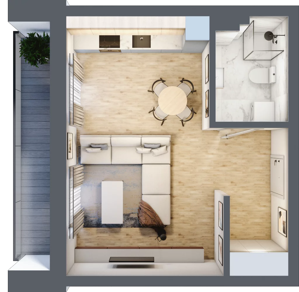 1 pokój, mieszkanie 34,52 m², piętro 2, oferta nr A7, Błękitne Aleje Etap XV, Bielany Wrocławskie, ul. Filmowa