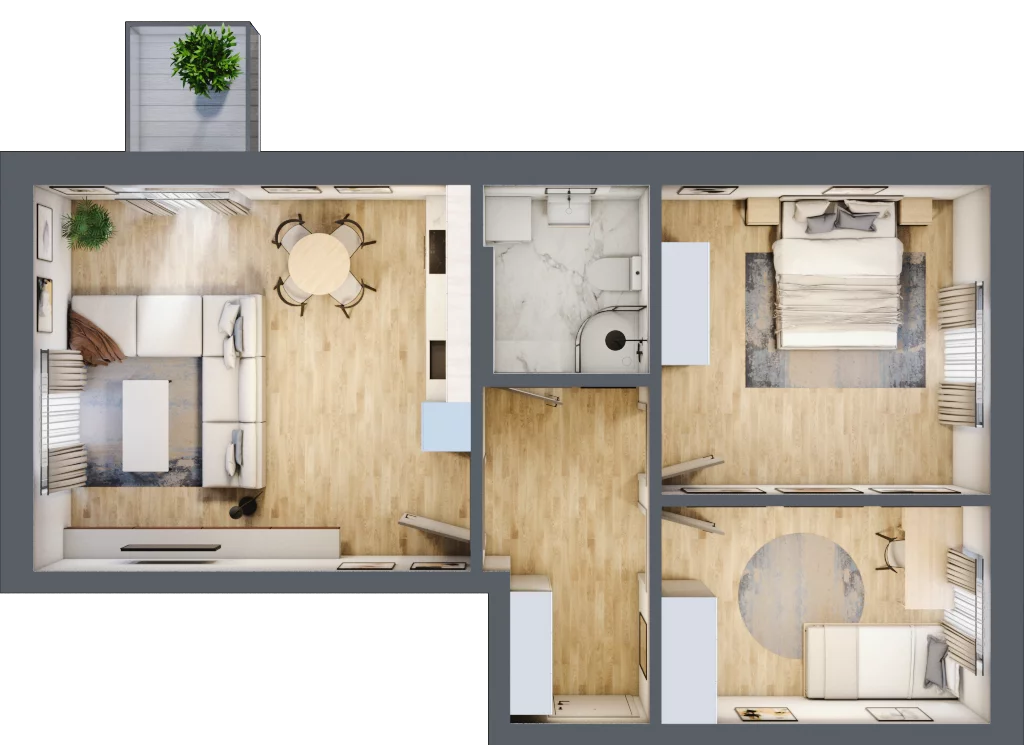 3 pokoje, mieszkanie 63,55 m², piętro 2, oferta nr C8, Błękitne Aleje Etap XV, Bielany Wrocławskie, ul. Filmowa