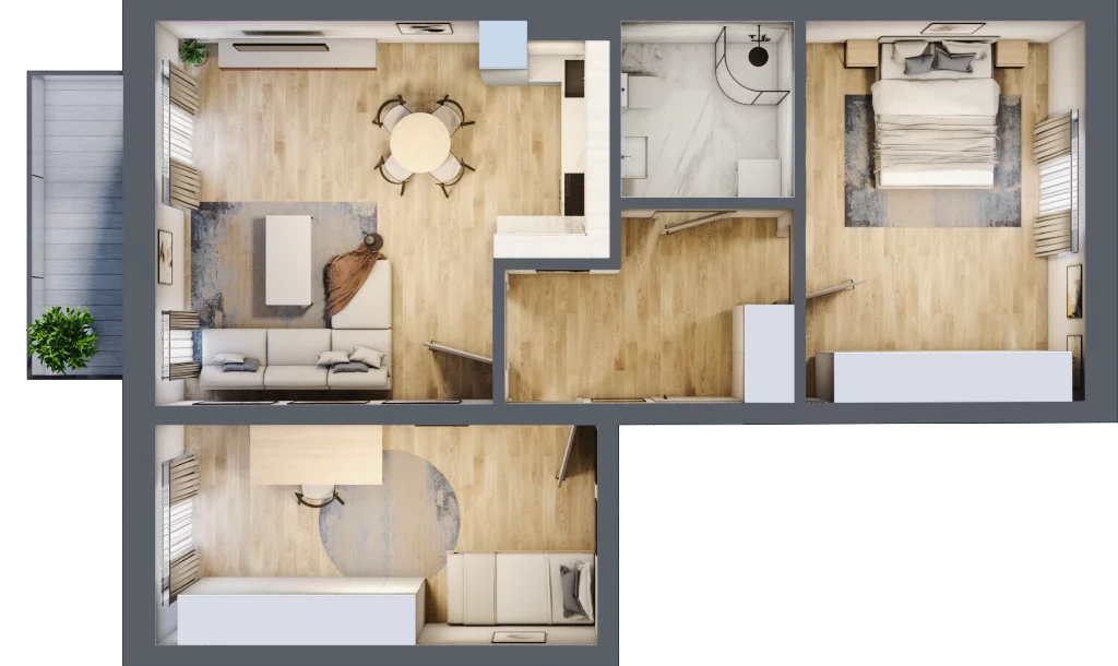 3 pokoje, mieszkanie 69,63 m², piętro 1, oferta nr B4, Błękitne Aleje Etap XV, Bielany Wrocławskie, ul. Filmowa