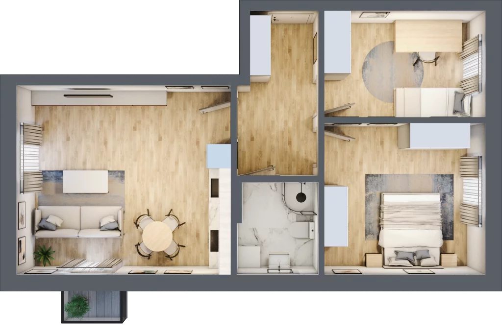 3 pokoje, mieszkanie 63,61 m², piętro 1, oferta nr A4, Błękitne Aleje Etap XV, Bielany Wrocławskie, ul. Filmowa