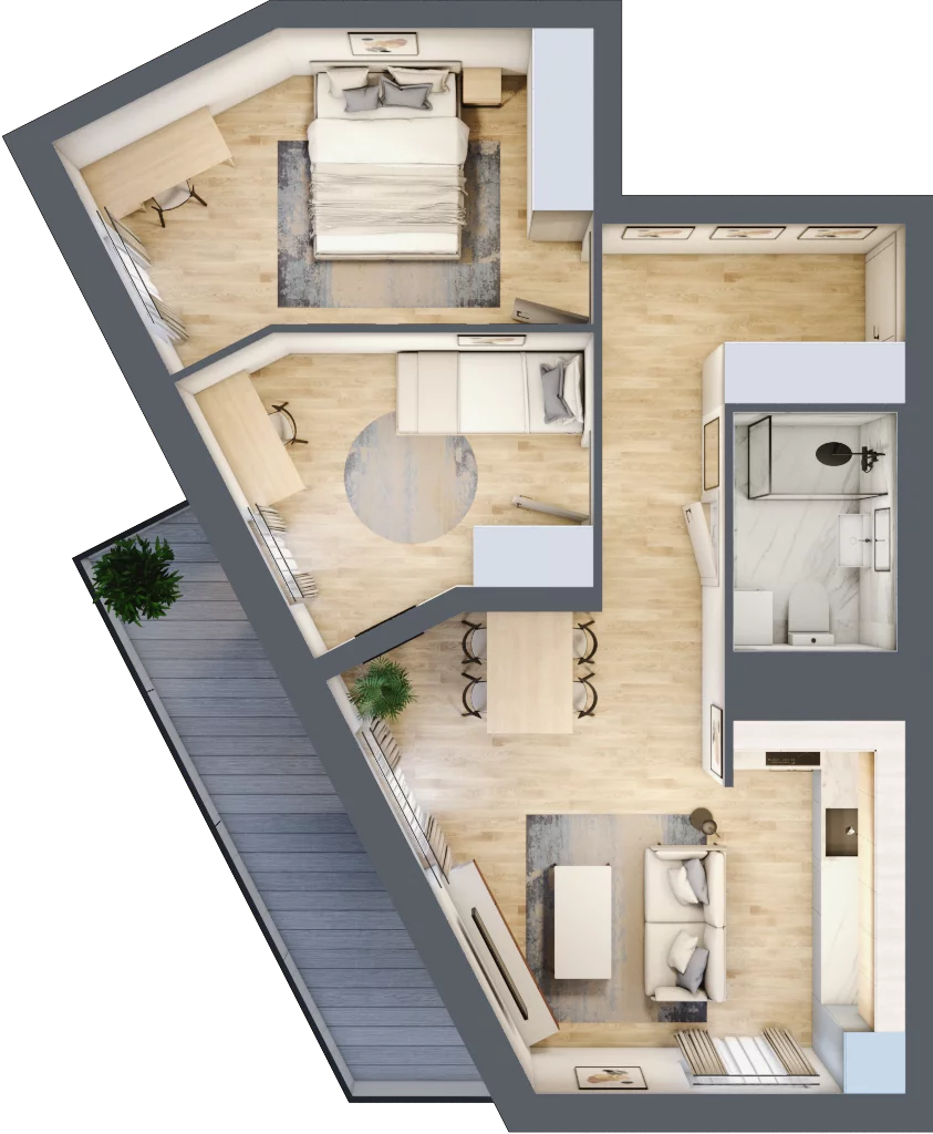 3 pokoje, mieszkanie 56,56 m², piętro 2, oferta nr B20, Dąbrowskiego 9, Szczecin, Zachód, Nowe Miasto, ul. Dąbrowskiego / Piekary