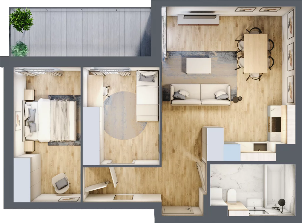 3 pokoje, mieszkanie 58,61 m², parter, oferta nr M1, Aleja Krakowska 201, Warszawa, Włochy, Raków, al. Krakowska 201