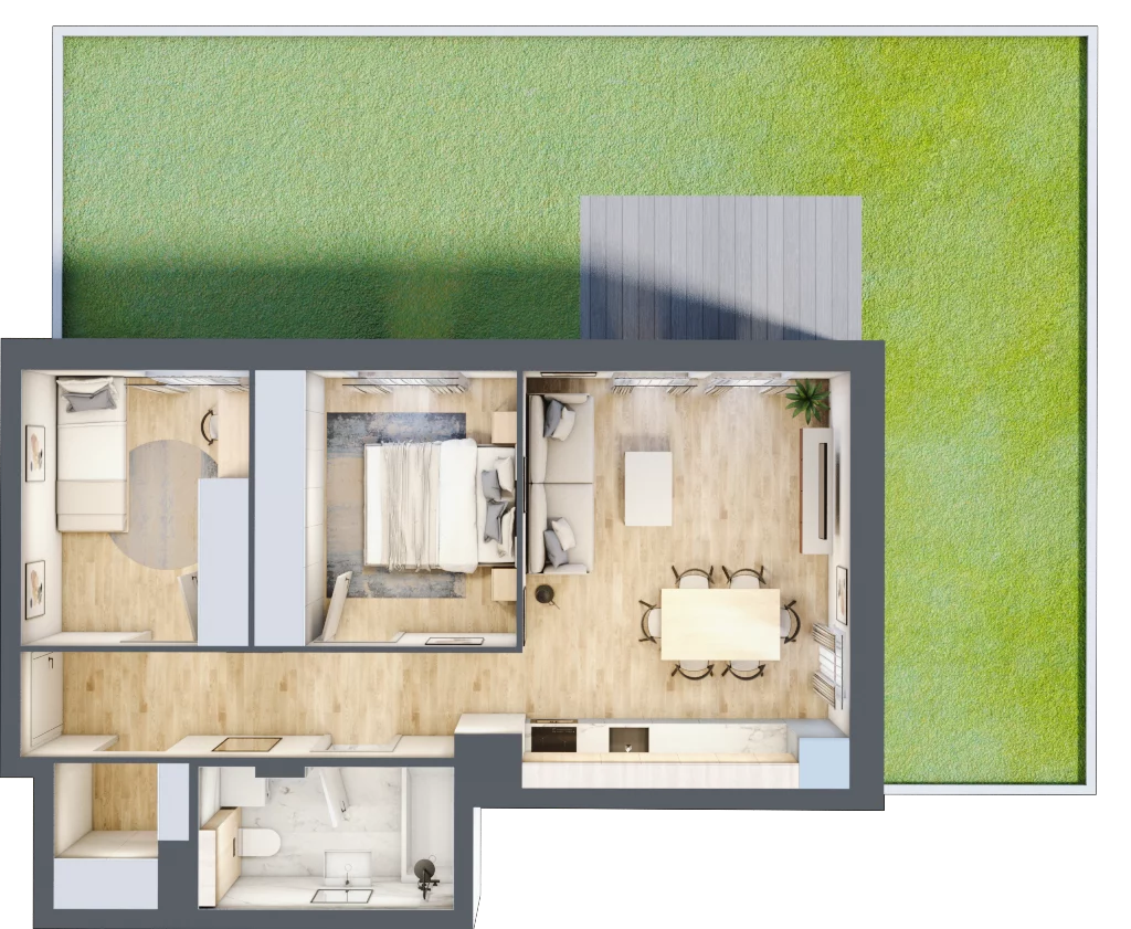 3 pokoje, mieszkanie 52,44 m², parter, oferta nr M3, Aleja Krakowska 201, Warszawa, Włochy, Raków, al. Krakowska 201