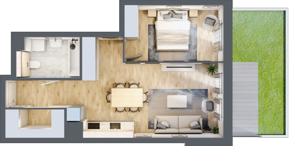 2 pokoje, mieszkanie 47,95 m², parter, oferta nr M4, Aleja Krakowska 201, Warszawa, Włochy, Raków, al. Krakowska 201