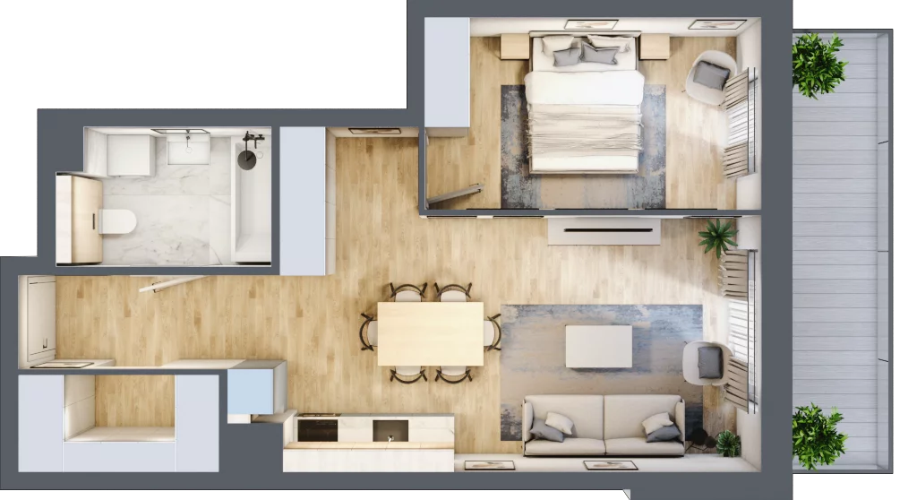 2 pokoje, mieszkanie 47,94 m², piętro 2, oferta nr M15, Aleja Krakowska 201, Warszawa, Włochy, Raków, al. Krakowska 201