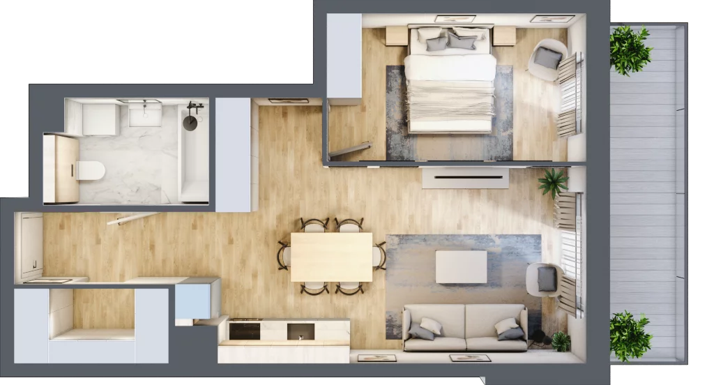 2 pokoje, mieszkanie 47,92 m², piętro 4, oferta nr M29, Aleja Krakowska 201, Warszawa, Włochy, Raków, al. Krakowska 201