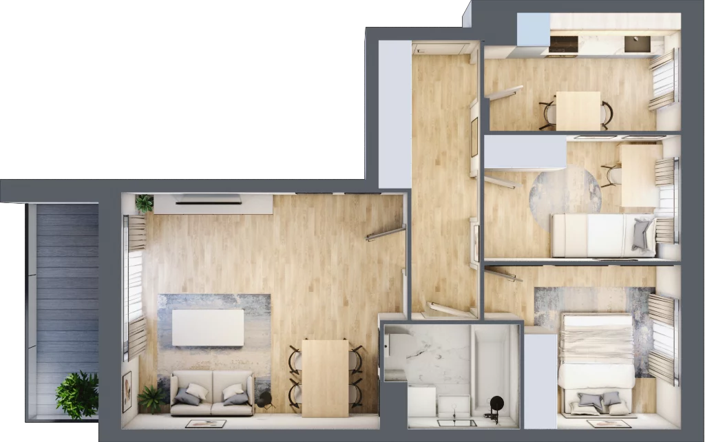3 pokoje, mieszkanie 57,51 m², piętro 1, oferta nr B1.10, Nova Daliova, Lublin, Ponikwoda, ul. Daliowa