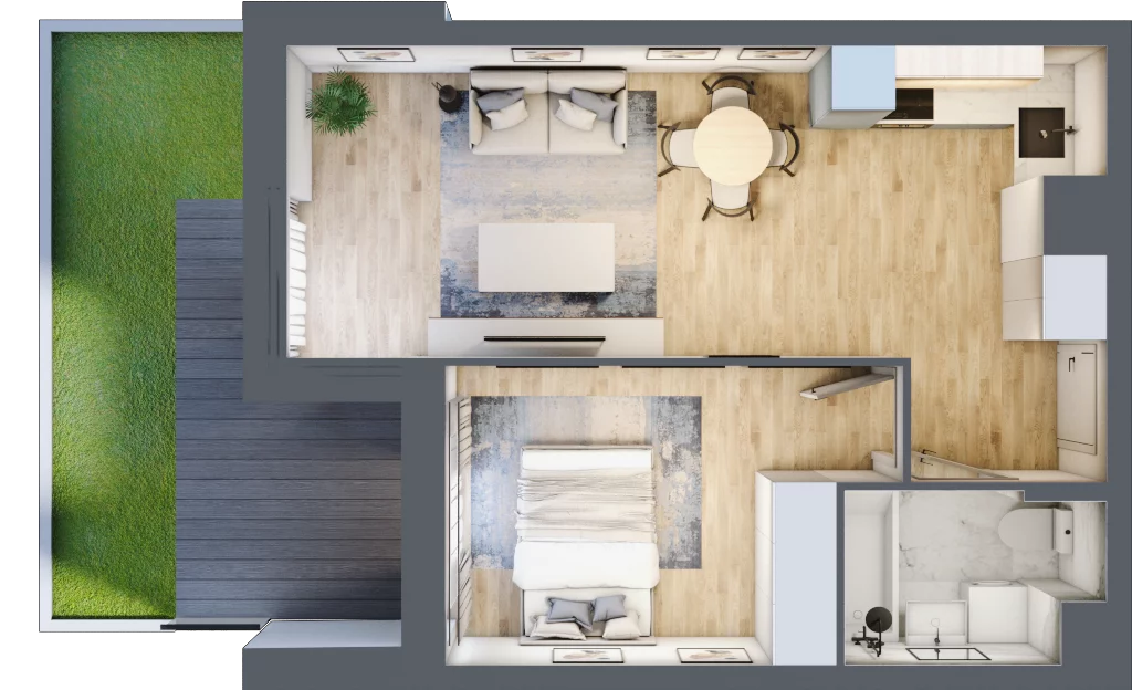 2 pokoje, mieszkanie 38,58 m², parter, oferta nr B1.44, Nova Daliova, Lublin, Ponikwoda, ul. Daliowa