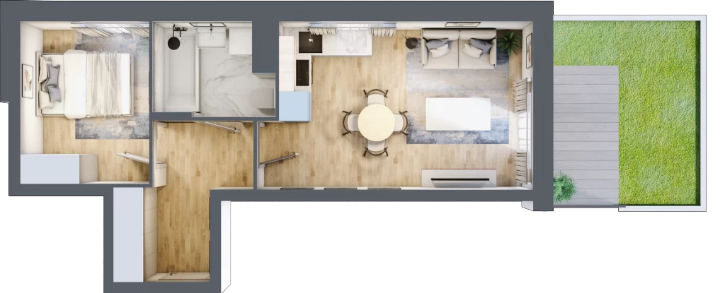 2 pokoje, mieszkanie 37,20 m², parter, oferta nr B2.48, Nova Daliova, Lublin, Ponikwoda, ul. Daliowa