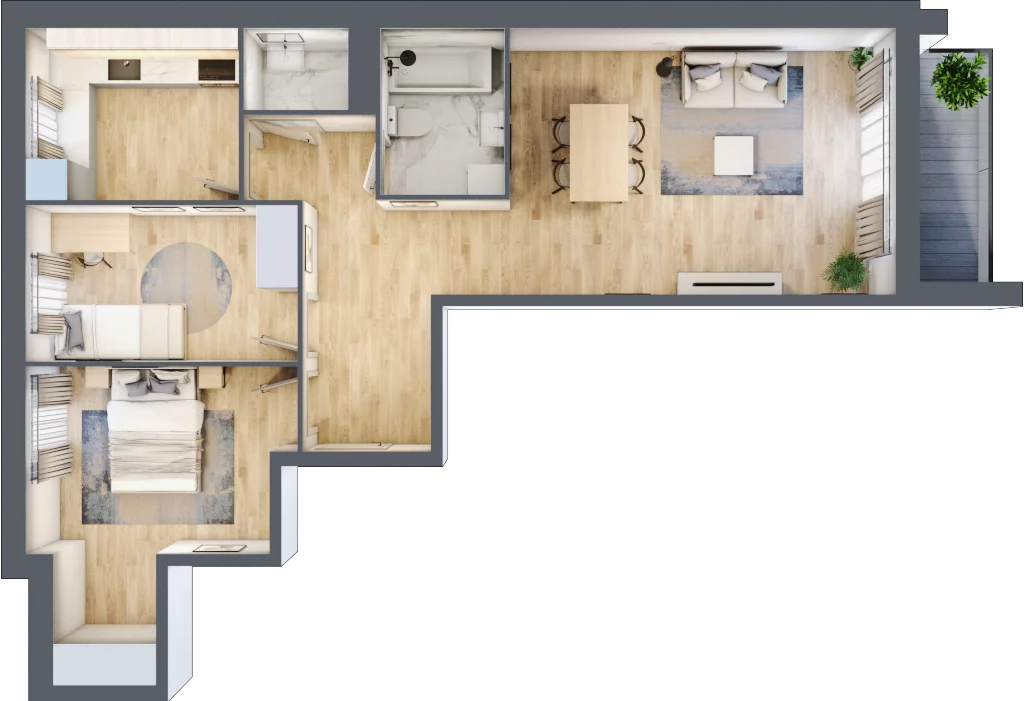3 pokoje, mieszkanie 68,60 m², piętro 1, oferta nr B/3, Pilotów 21, Gdańsk, Zaspa, Zaspa-Młyniec, ul. Pilotów 21