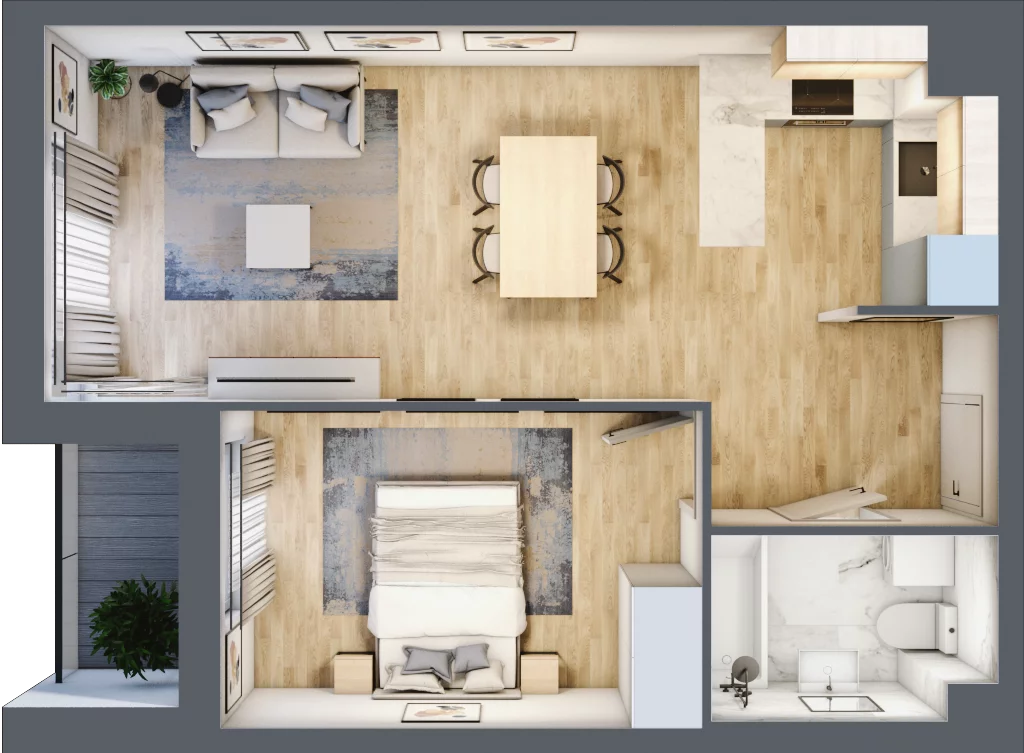 2 pokoje, mieszkanie 42,76 m², parter, oferta nr C/6, Pilotów 21, Gdańsk, Zaspa, Zaspa-Młyniec, ul. Pilotów 21