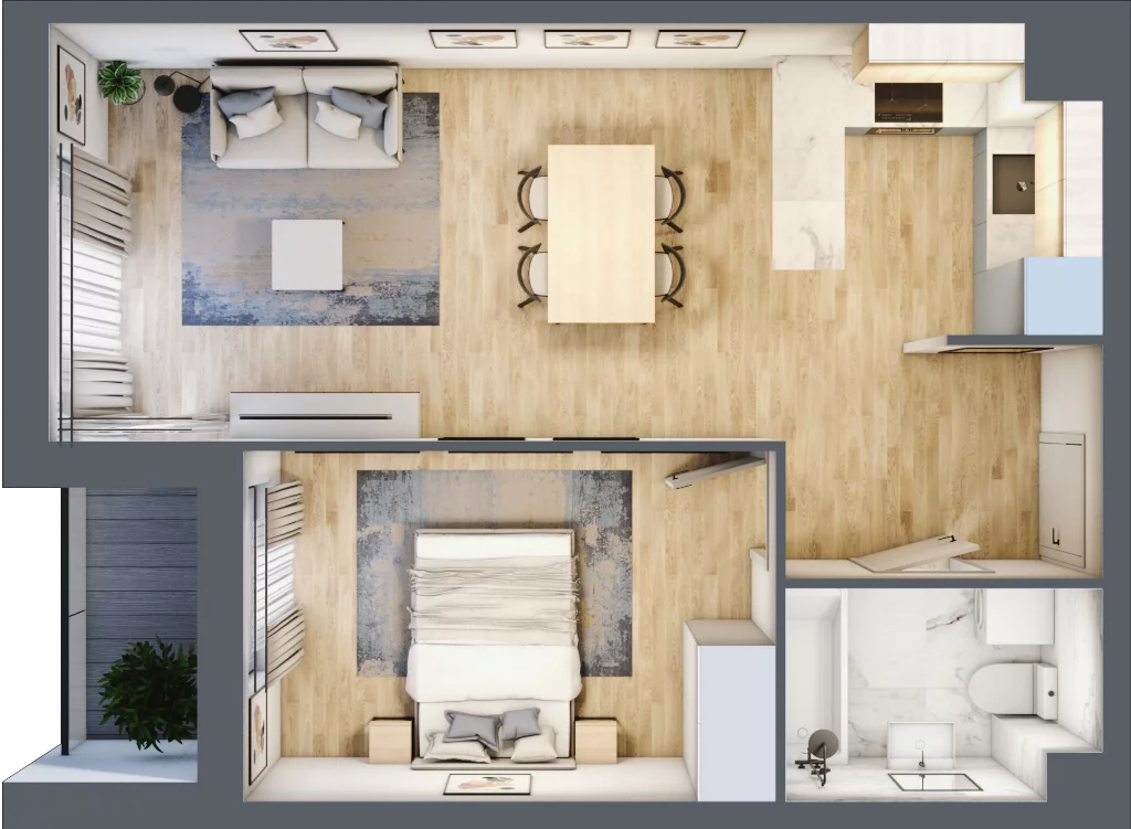 2 pokoje, mieszkanie 42,68 m², piętro 1, oferta nr C/14, Pilotów 21, Gdańsk, Zaspa, Zaspa-Młyniec, ul. Pilotów 21