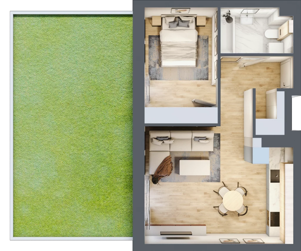 2 pokoje, mieszkanie 44,28 m², parter, oferta nr M04, Villa Terra, Polanica-Zdrój, ul. Mickiewicza 2C