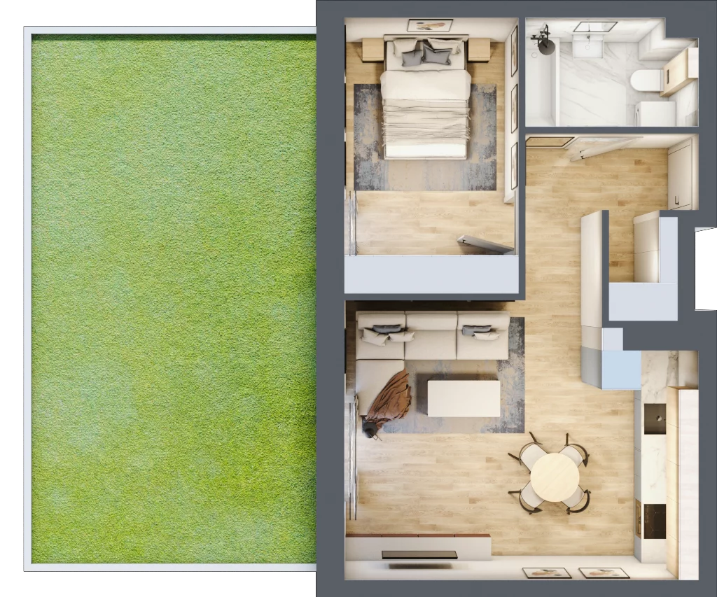 2 pokoje, mieszkanie 44,28 m², parter, oferta nr M05, Villa Terra, Polanica-Zdrój, ul. Mickiewicza 2C