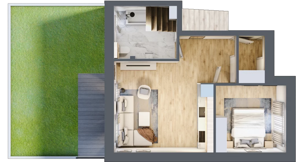 2 pokoje, mieszkanie 44,02 m², parter, oferta nr M1, Osiedle Zacisze Nagawczyna, Nagawczyna, Nagawczyna