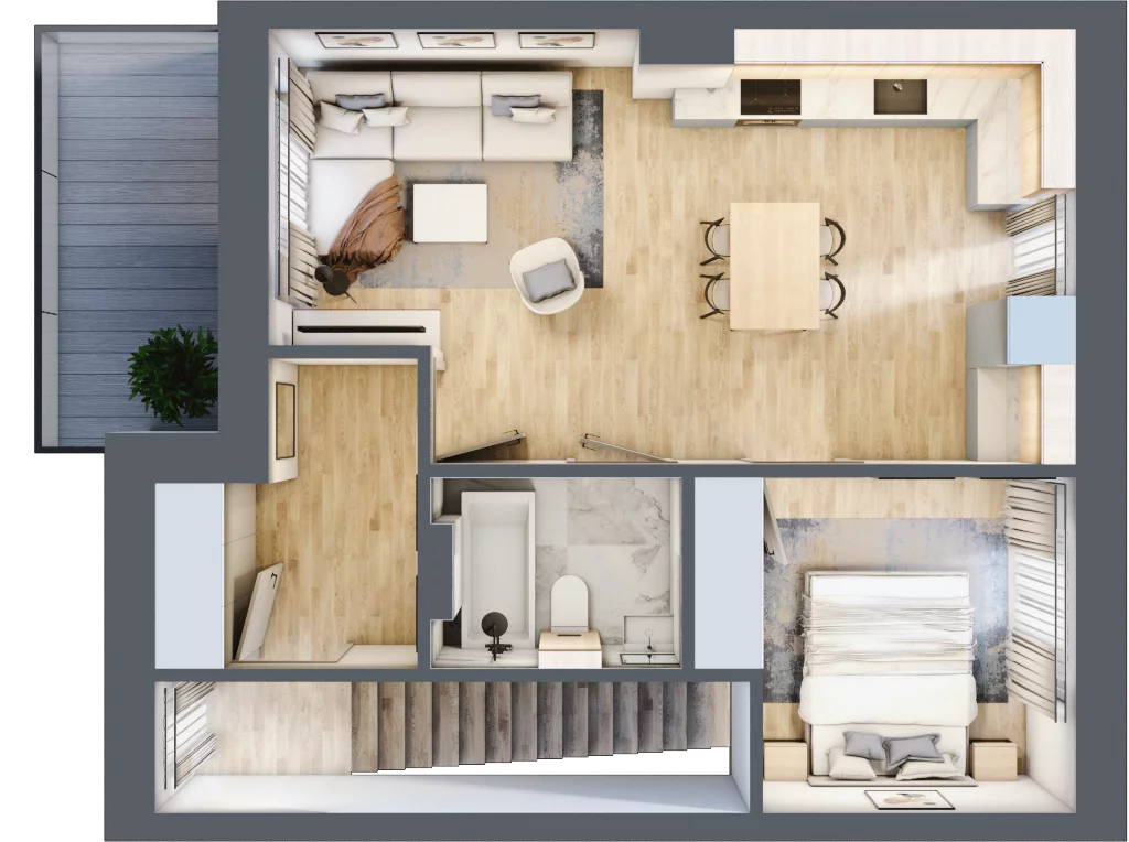 2 pokoje, mieszkanie 42,49 m², piętro 1, oferta nr M4, Osiedle Zacisze Nagawczyna, Nagawczyna, Nagawczyna