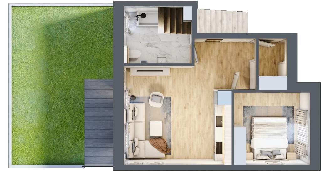 2 pokoje, mieszkanie 44,02 m², parter, oferta nr M5, Osiedle Zacisze Nagawczyna, Nagawczyna, Nagawczyna