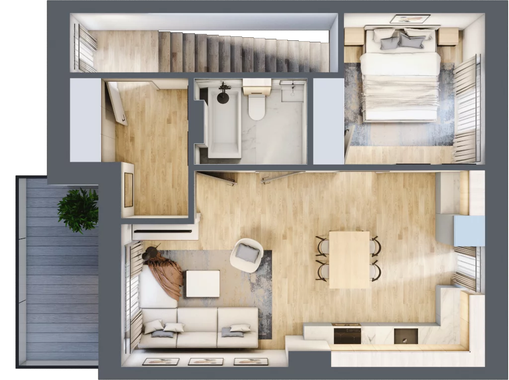 2 pokoje, mieszkanie 42,49 m², piętro 1, oferta nr M6, Osiedle Zacisze Nagawczyna, Nagawczyna, Nagawczyna