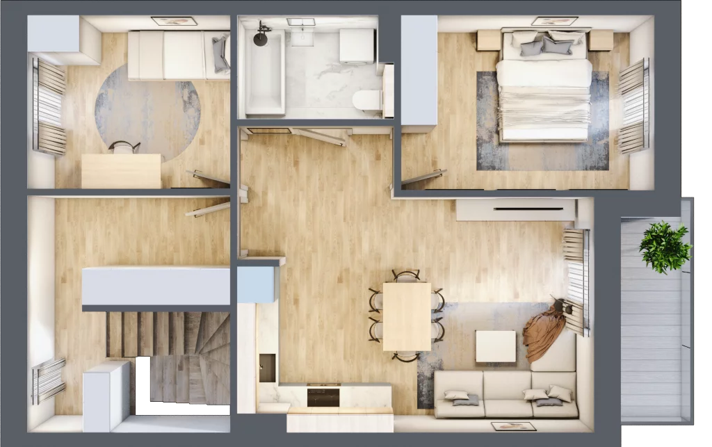 3 pokoje, mieszkanie 57,09 m², piętro 1, oferta nr M11, Osiedle Zacisze Nagawczyna, Nagawczyna, Nagawczyna