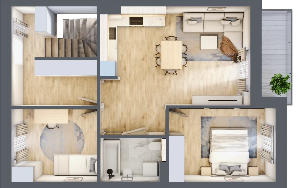 3 pokoje, mieszkanie 57,09 m², piętro 1, oferta nr M13, Osiedle Zacisze Nagawczyna, Nagawczyna, Nagawczyna