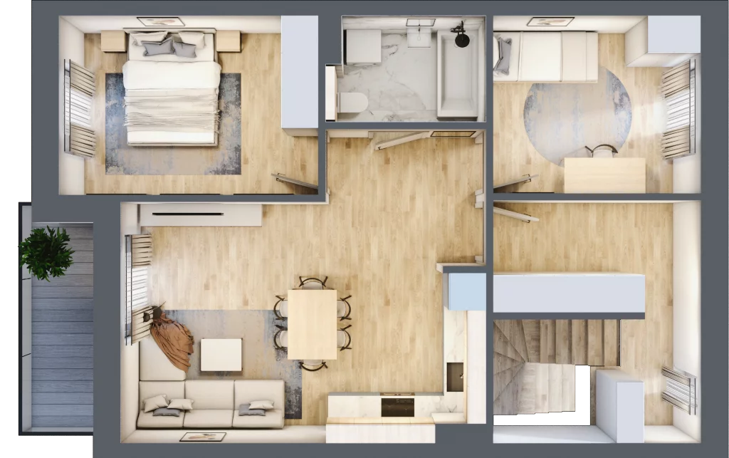 3 pokoje, mieszkanie 57,09 m², piętro 1, oferta nr M17, Osiedle Zacisze Nagawczyna, Nagawczyna, Nagawczyna