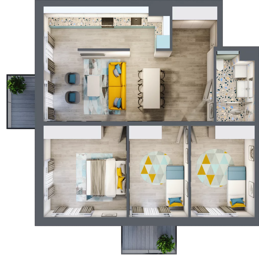 4 pokoje, mieszkanie 84,53 m², piętro 6, oferta nr E.6.1, Osiedle Nowa Dąbrowa, Dąbrowa Górnicza, Gołonóg, ul. Graniczna 14